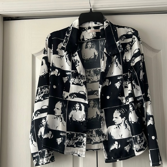 Terra Cotta Jackets & Blazers - VINTAGE satin short jacket,